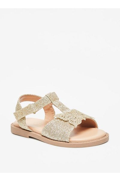 Juniors Butterfly Detail Sandals with Hook and Loop Closure