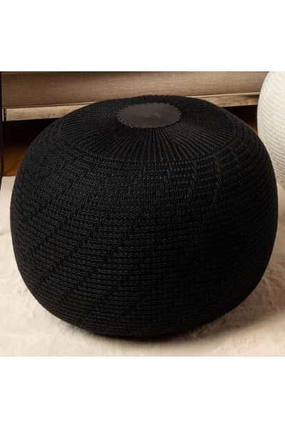 English Home Pouf Hocker, Runder Pouf, Sitzhocker, Pouffe, Fußhocker, Strickpouf Hocker für Wohnzimmer