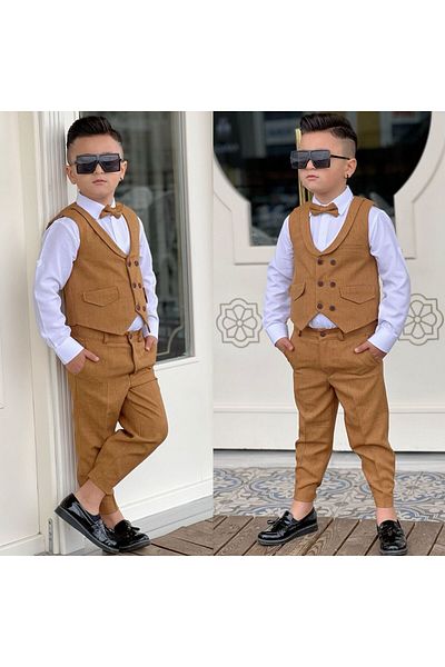 rainkids 6 Button Vest Set with Shawl Collar Cover - RKKY6001