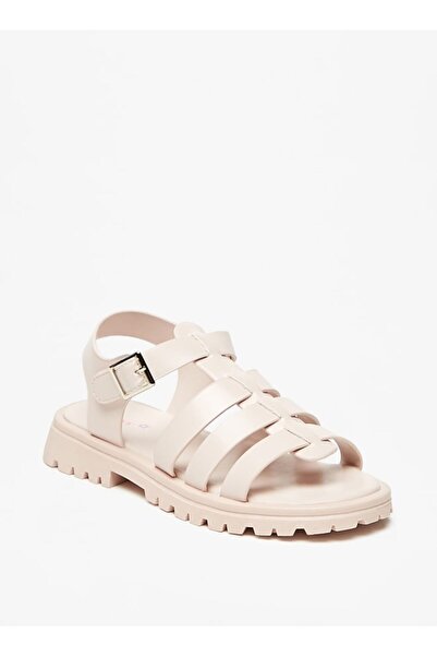 Little Missy صنادل صلبة مفتوحة عند الأصابع بإبزيم للإغلاق