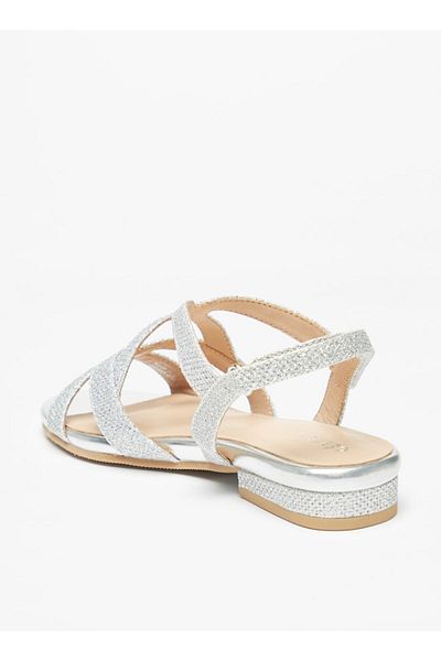 Celeste Girls' Textured Flat Sandals with Hook and Loop Closure