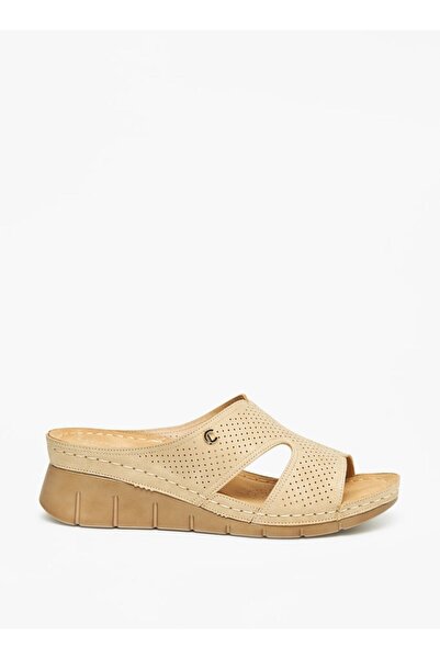 Le Confort Textured Slip-On Sandals with Wedge Heels