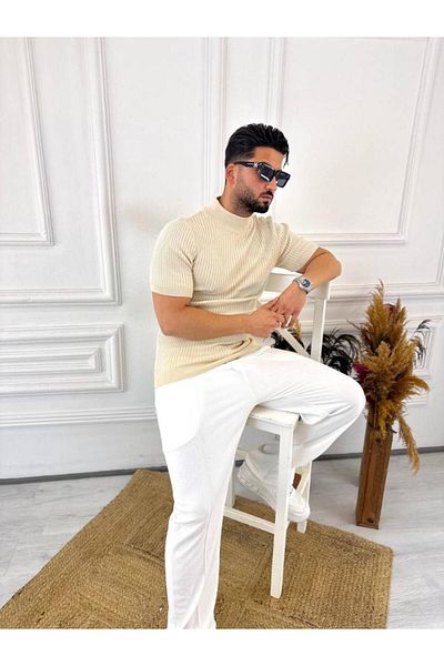 elkumoda Βαμβακερό μπλουζάκι με λεπτή εφαρμογή με μισό λαιμό - αναπνέει και δεν ιδρώνει