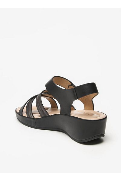 Le Confort Cross Strap Sandals with Wedge Heels and Hook and Loop Closure