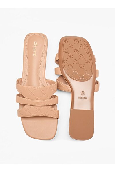 Celeste Women's Monogram Detail Slip-On Flat Sandals