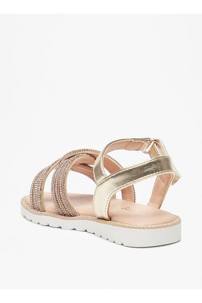 Juniors Embellished Sandals with Hook and Loop Closure
