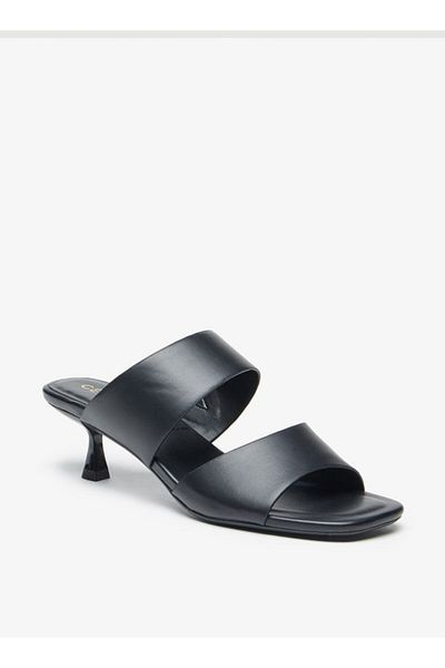 Celeste Women's Solid Slip-On Sandals with Kitten Heels