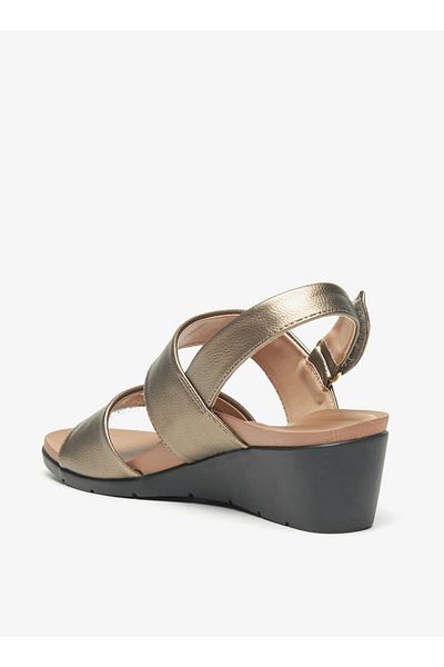 Le Confort Textured Wedge Heel Sandals with Hook and Loop Closure