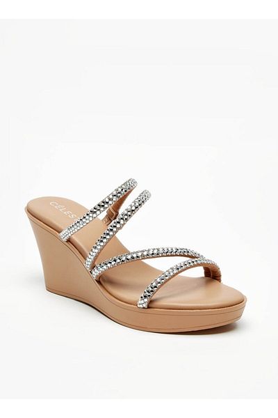 Celeste Women's Embellished Slip-On Sandals with Wedge Heels