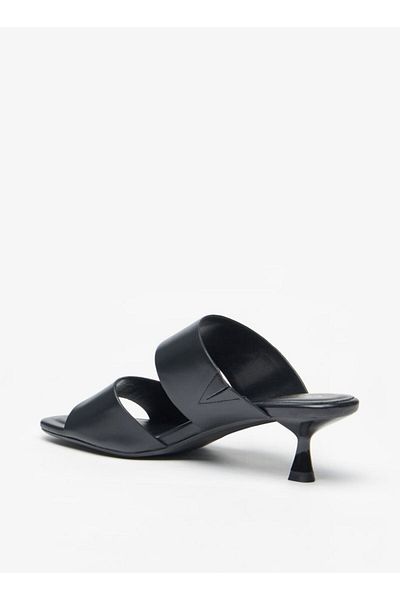 Celeste Women's Solid Slip-On Sandals with Kitten Heels