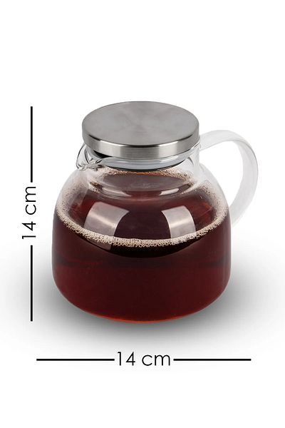 Karçiçeği Home 1000 ml Borosilicate Glass Teapot - Chrome Lid and Heat Resistant