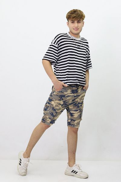 GZT TEKSTİL Ανδρικό σορτς Casual Cargo - Μοτίβο παραλλαγής, λεπτομέρεια τσέπης (s727 6)