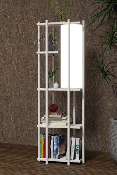 Retodesign RETOHOME 5 RAFLI LAMBADERLİ KİTAP RAFI.,KİTAPLIKLI LAMBADER BEYAZ