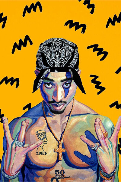 hediyeniburadabul Poster retro din lemn cu tematică Tupac