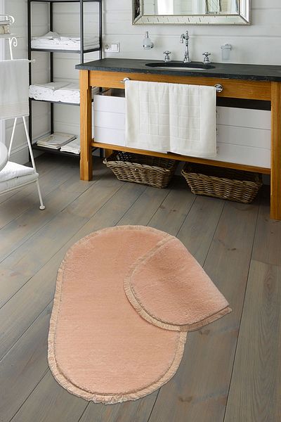 Alanur Home Σετ Τουαλέτας Rex Oval Fringed 2 τεμαχίων σε σκόνη