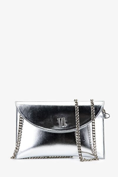 Valmenti Дамска веган чанта тип портфейл в сребрист цвят