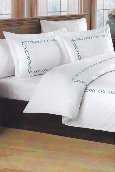 Çeyiz Diyarı Lilyana Blue - Set cuvertură de pilota dublă brodata 100% bumbac satin