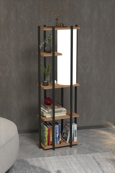 Retodesign RETOHOME 5 RAFLI LAMBADERLİ KİTAP RAFI.,KİTAPLIKLI LAMBADER ATLANTİK ÇAM