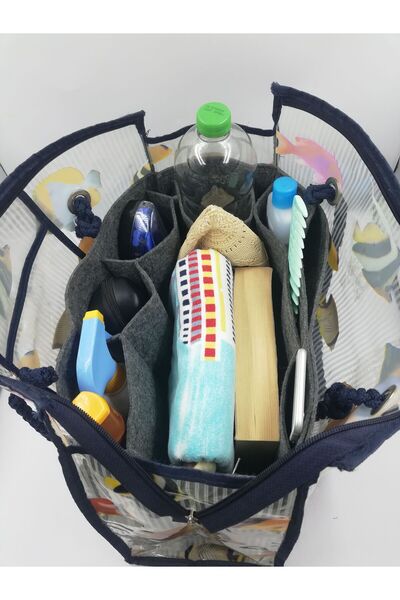 Marjinal Fume Colored Beach Bag - Organizer Inside