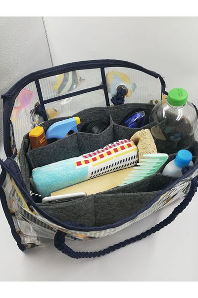 Marjinal Fume Colored Beach Bag - Organizer Inside