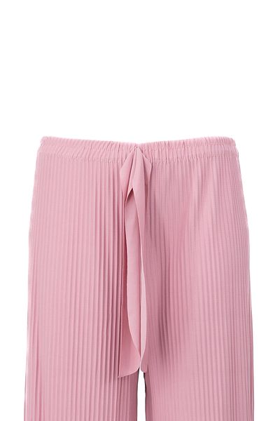 Oppland Pantaloni de damă din viscoză Lycra - talie Magnolia elastică, detaliu din țesătură plisată