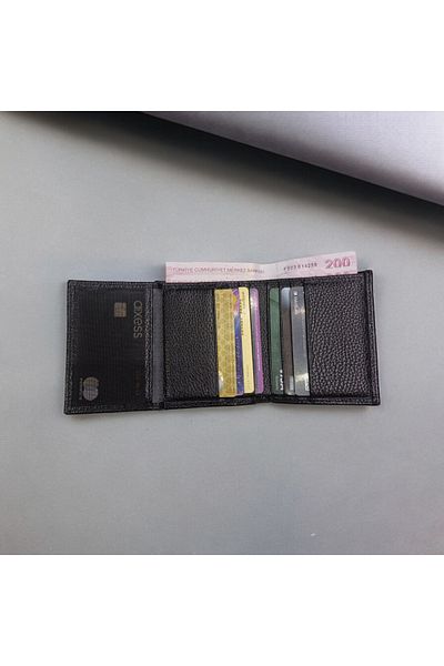 YUKES Men's Wallet - Genuine Leather, Black, with ID Compartment