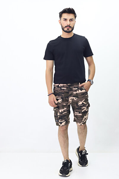 GZT TEKSTİL Kamuflaj Desenli Kargo Cep Detaylı Erkek Rahat Şort (727-15)