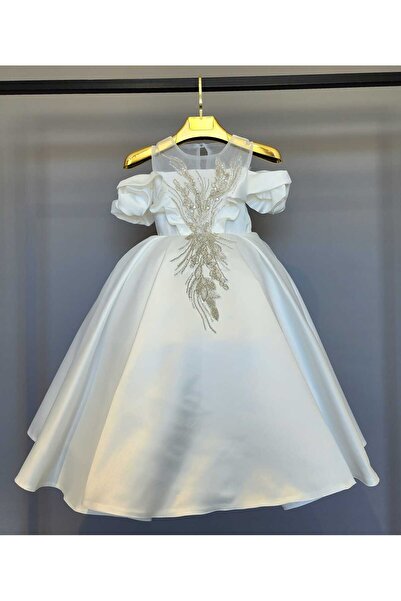 SCSTİL İSPANYOL EPLİKELİ BEYAZ ELBİSE