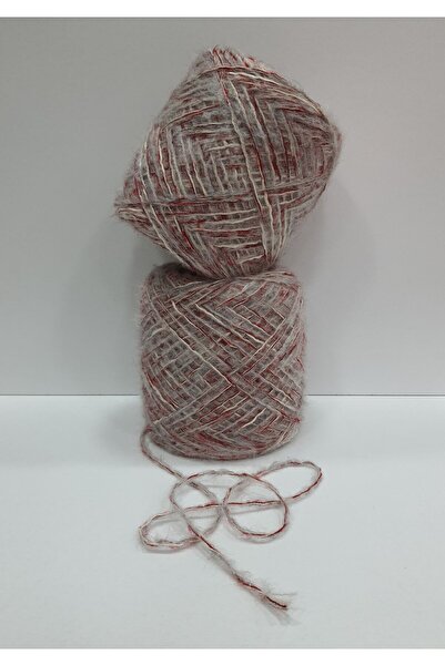 İPLİKOUTLET Kırmızı Gri Tiftik Ekru Flamlı  Karışım İp 540 Gram