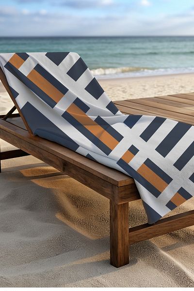 WALLHANG 75x150 cm Brown Striped Beach Towel