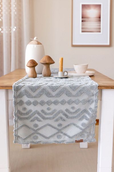 HAMUR Punch Washable Table, Table, Living Room, Kitchen and Coffee Table Table Runner Letta Gray