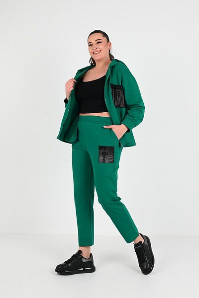 Koza Butik Дамски спортен костюм с джобове тип „камък“ за големи размери - 8039-24