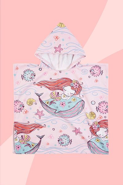 HAMUR Baby Kids Poncho Beach Towel Mermaidson