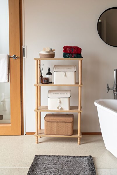 HAMUR Concept 3 Raflı Organizer Balkon Banyo Kitaplık Mutfak Dolabı Ofis Düzenleyici Ahşap Nature