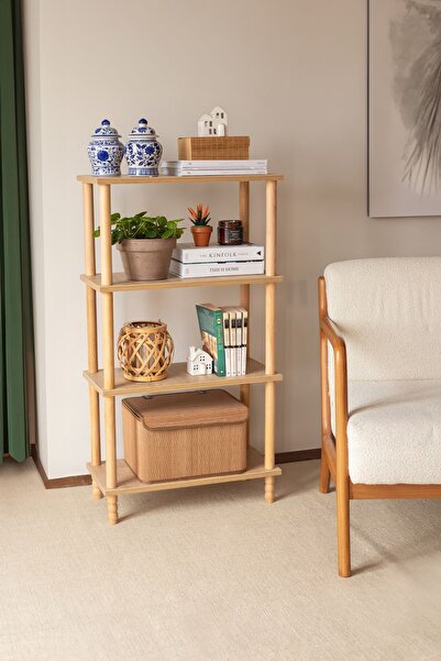 HAMUR Concept 3 Raflı Organizer Balkon Banyo Kitaplık Mutfak Dolabı Ofis Düzenleyici Ahşap Nature
