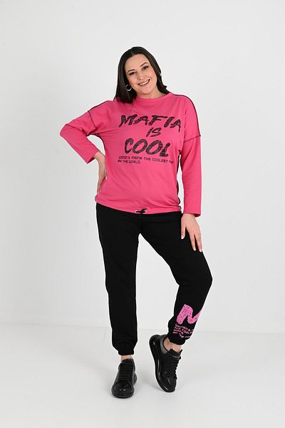 Koza Butik Γυναικείο Σετ φόρμας μεγάλου μεγέθους M Print Detailed 8074-25