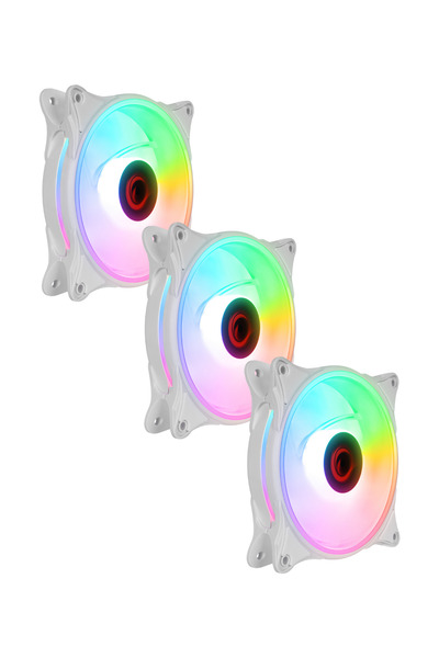 Rampage GLARE F50 38CFM 1200RPM 12cm Rainbow 3P+4P Molex Soketli Beyaz 3 LÜ S...
