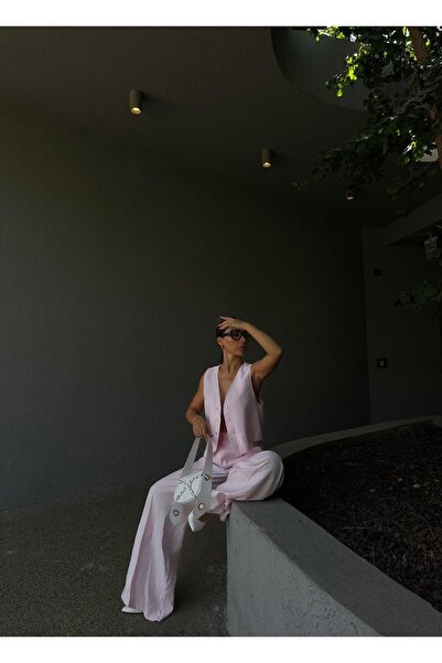 LB Laluna Butik Set de veste și pantaloni pentru femei din țesătură fluidă