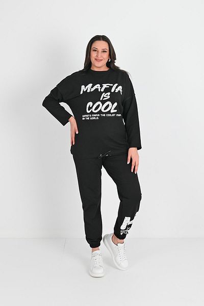 Koza Butik Дамски анцуг с голям размер M с детайлен принт 8074-25