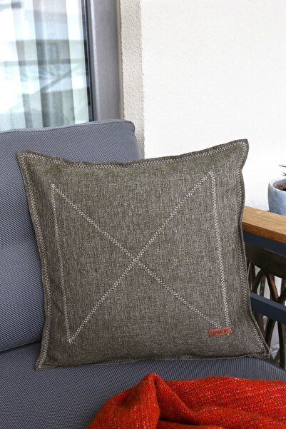 HAMUR غطاء وسادة منسوج مطرز عتيق عرقي بوهو نورديك كاكي