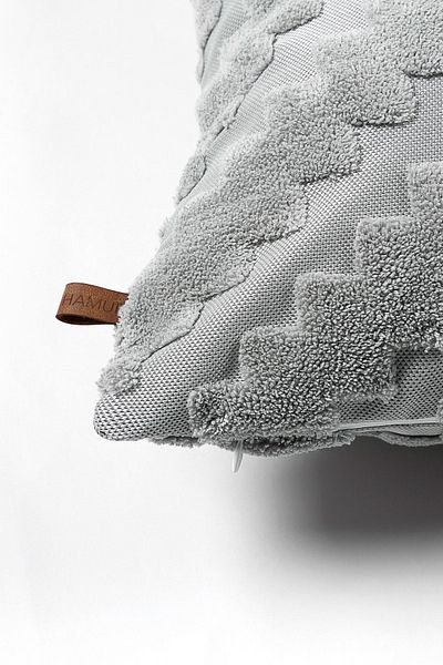 HAMUR Husă de pernă decorativă pătrată cu model Punch Poncho cu design special boem, gri zigzag