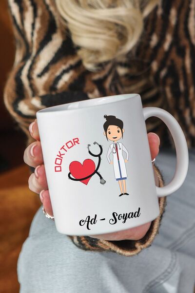 çekirdek sanat Doktor İsim Yazılı Kupa Bardak, Kadın Doktor İsimli Bardak