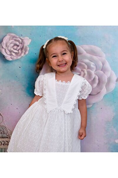 minikiti Girls' Cotton Lined Dress - Back Detail and Lace, for Birthdays and Feasts