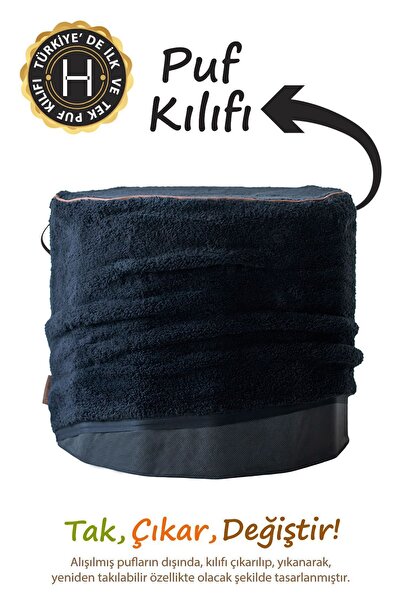 HAMUR Yıkanabilir Puf Tabure Kılıfı Tak-Çıkar-Değiştir-Yenile Orta Sehpa Kılı...