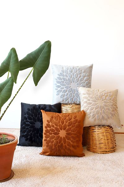 HAMUR Husă de pernă decorativă pătrată cu model Punch Punch cu design special boem, gri flori
