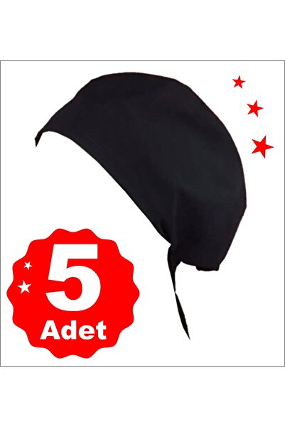 enmalife Siyah Chef Bonesi 5 Li Set Aşçı Ve Şef Bonesi | Cerrahi Bone Ve Bandana