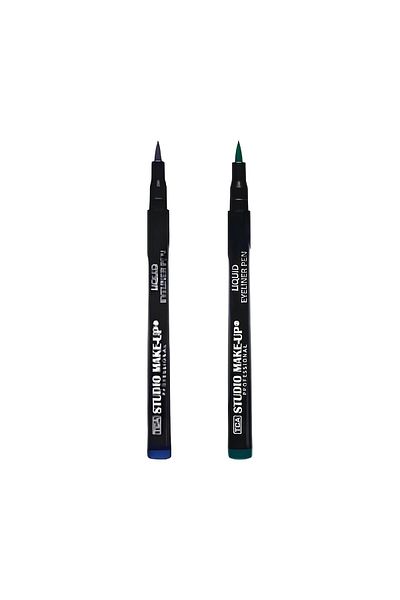 TCA Studio Make Up Dark Blue and Green 2-Piece Eyeliner Eye Liner Set - Felt Tip