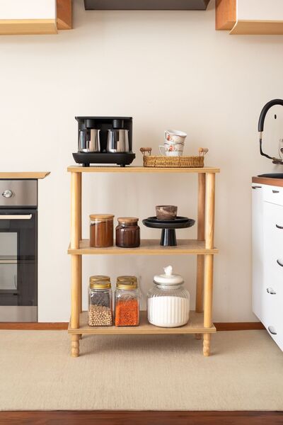 Concept 2 Shelf Kitchen Cabinet Bookshelf Bathroom Balcony Organizer Office Organizer Wooden Nature