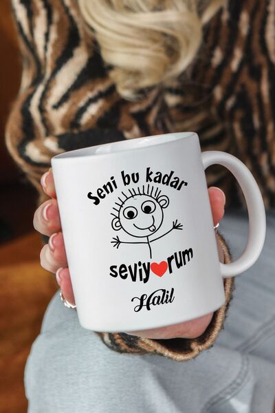 çekirdek sanat Halil Yazan İsimli Erkek Sevgiliye Hediye Seni Seviyorum Kupa ...