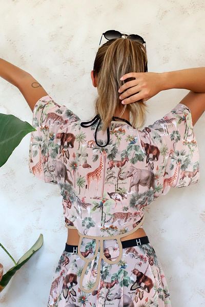 HAMUR Crop Cross Lacing Λεπτομερής Beach Pareo Καλοκαιρινή μπλούζα σιφόν από τούλι Woods Beige Std